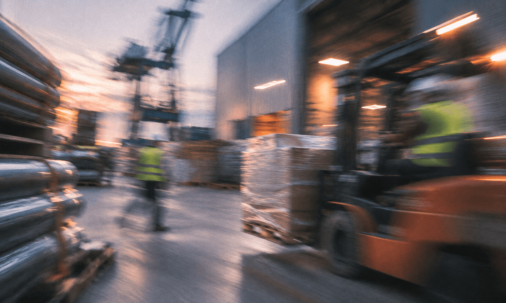 Warehouse activity around industrial stock