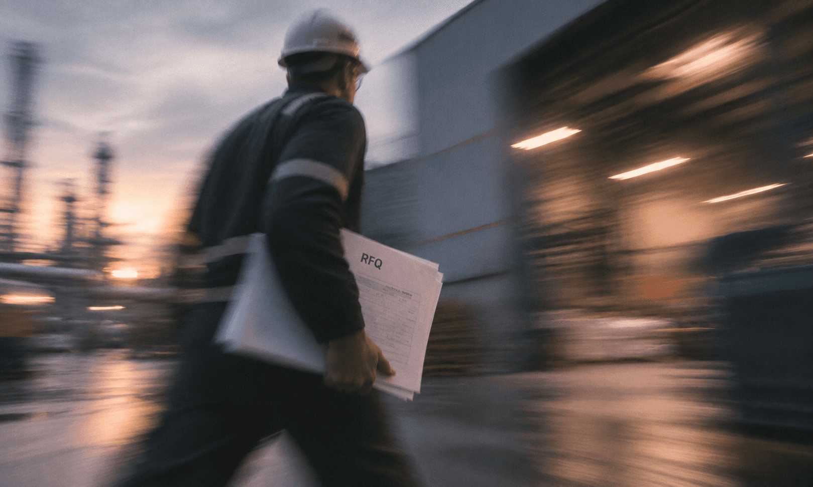 Industrial worker carrying a request document