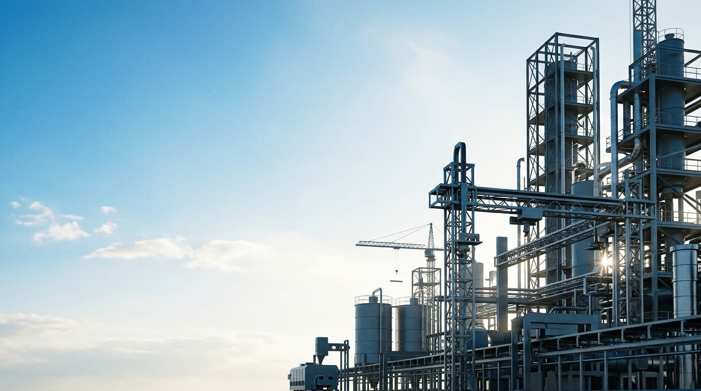Steel pipework and structures at an industrial facility